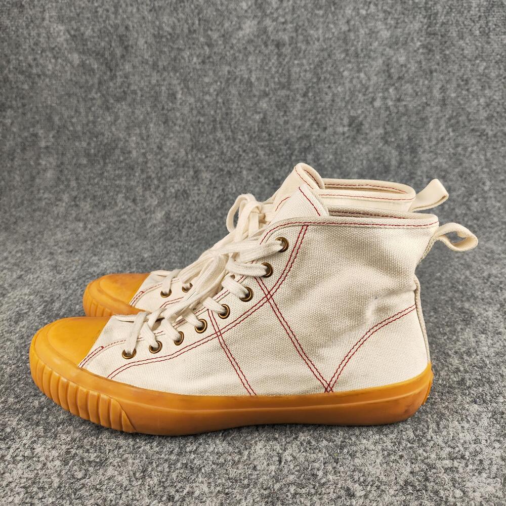 J.Crew BE439 Shoes Mens Size 8.5 Beige Canvas High Top Gum Sneakers Casual